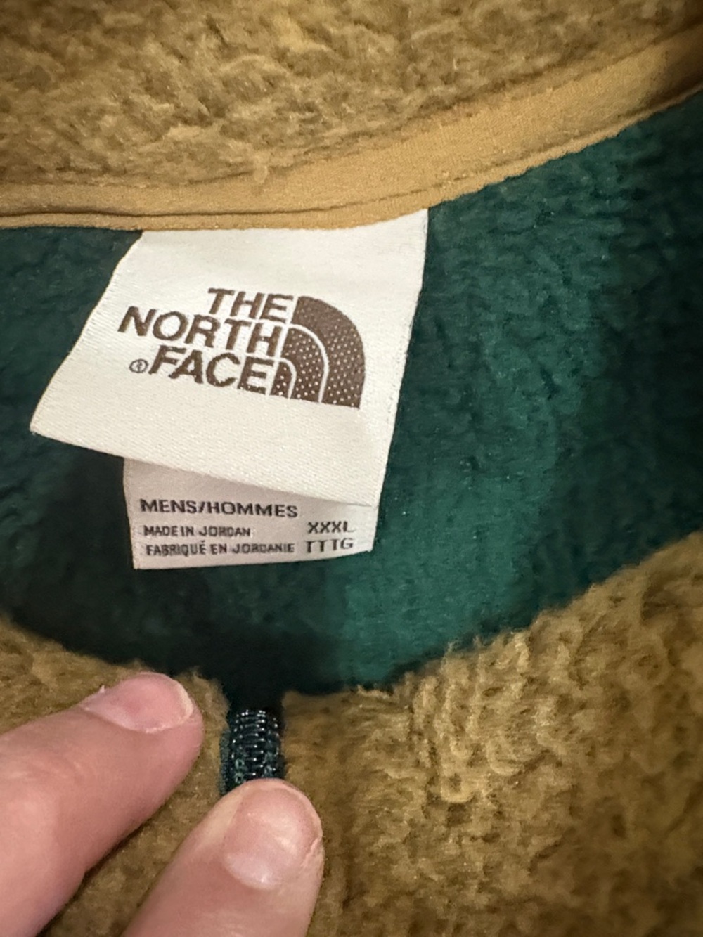 The North Face Men’s Two-Tone Green and Olive Zip-Up Sweater - Picture 6 of 6
